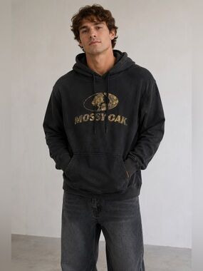 Mossy Oak Black Camo Fleece Pullover Size XL Casual Streetwear Athleisure
